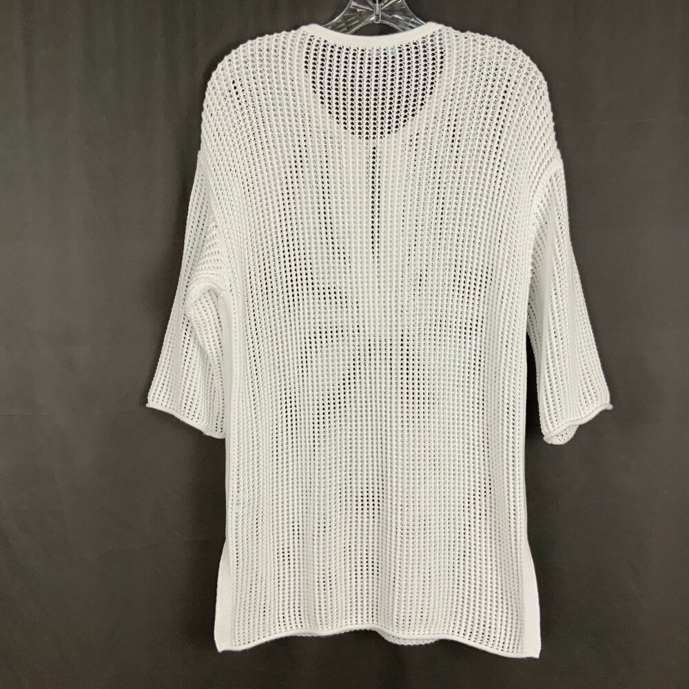 Theory White Open Knit Crochet Tunic Top Cover Up Cotton Blend Sz M - Picture 8 of 16